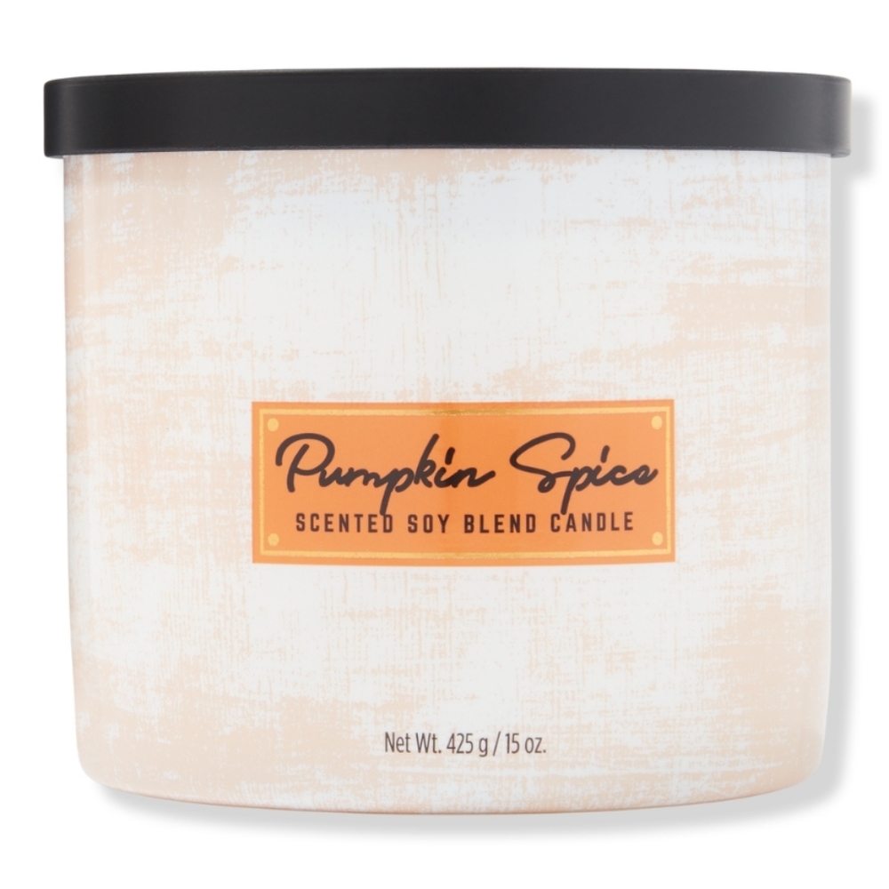 ULTA BEAUTY PUMPKIN SPICE SCENTED SOY BLEND CANDLE.